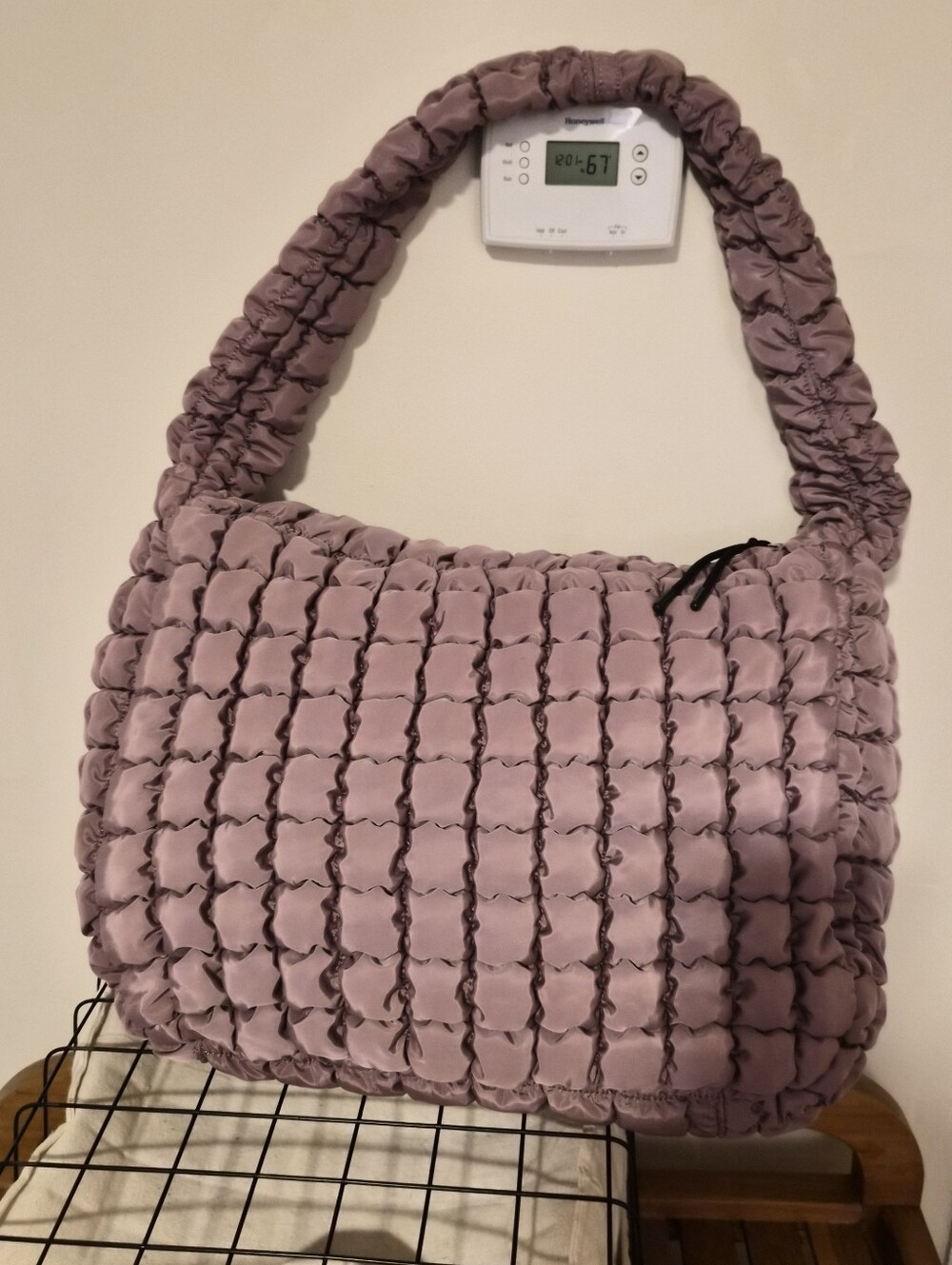 Mauve Quilted Oversized Hobo Shoulder Bag | NWOT with Matching Pouch